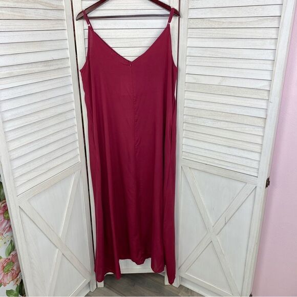 Zanzea Maxi Slip Dress Maroon Red 12 Sleeveless - Picture 8 of 14